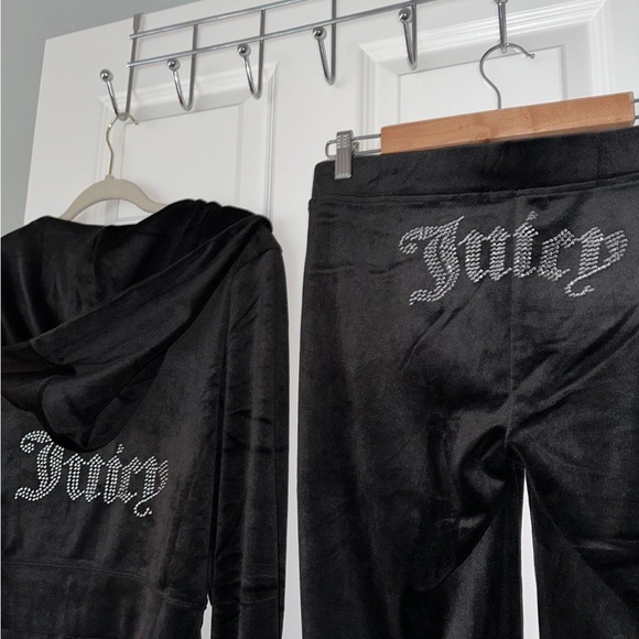 Juicy Couture Black Track Pants and Cropped Hoodie Set - Picture 4 of 7